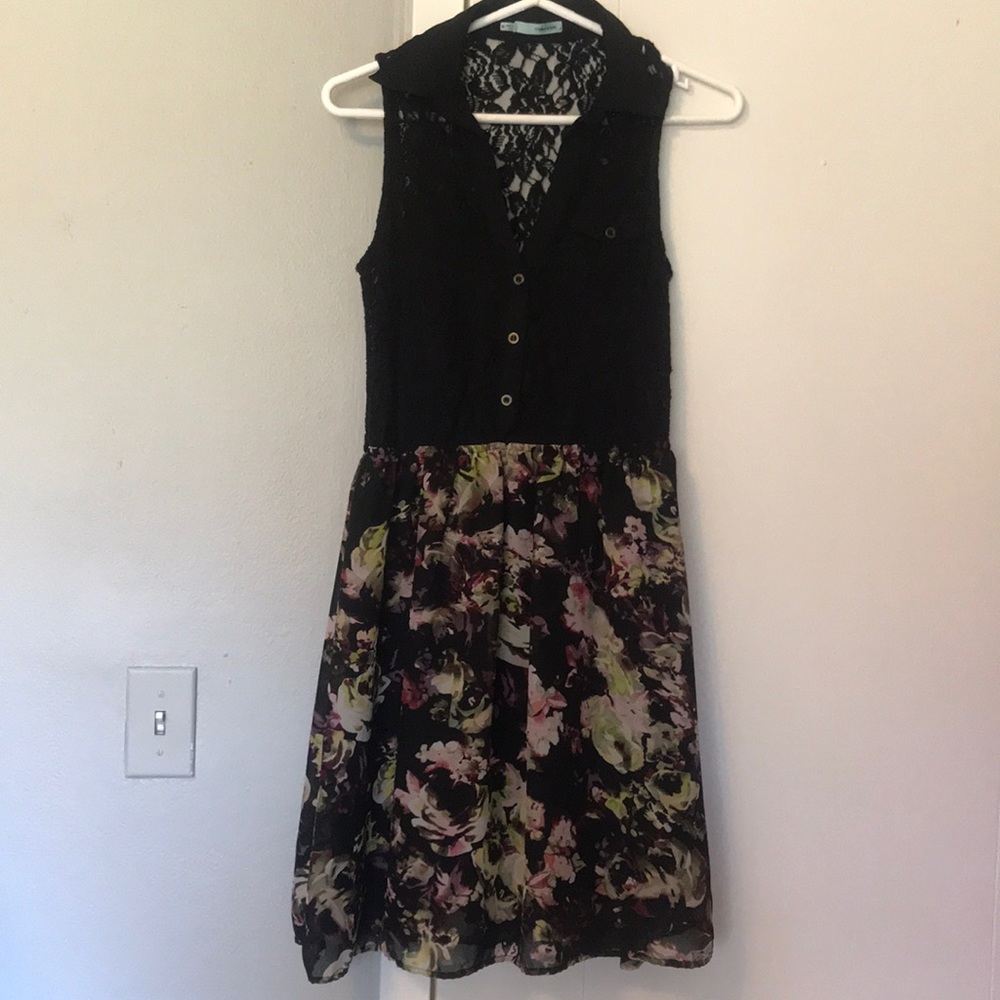 Floral dress with black lace top!